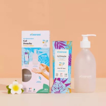 Kit découverte gel douche Fleur de tiaré (1 bouteille + 1 stick) - Pimpant