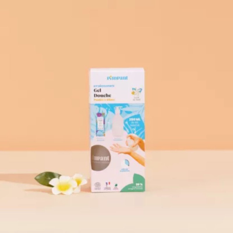 Kit découverte gel douche Fleur de tiaré (1 bouteille + 1 stick) - Pimpant