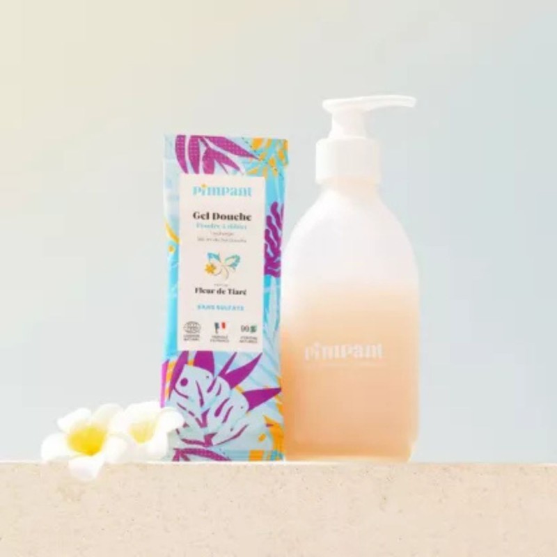 Kit découverte gel douche Fleur de tiaré (1 bouteille + 1 stick) - Pimpant