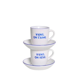 Set tasses espresso “Viens on rêve viens on s’aime” porcelaine | Lucie in the R