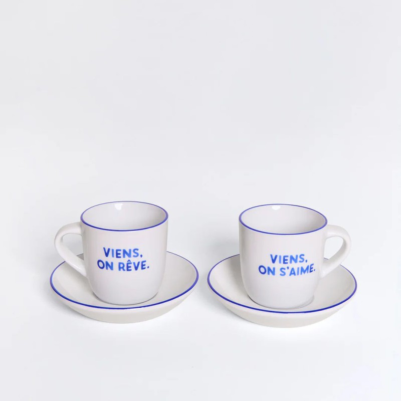 Set tasses espresso “Viens on rêve viens on s’aime” porcelaine | Lucie in the R