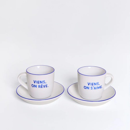 Set tasses espresso “Viens on rêve viens on s’aime” porcelaine | Lucie in the R