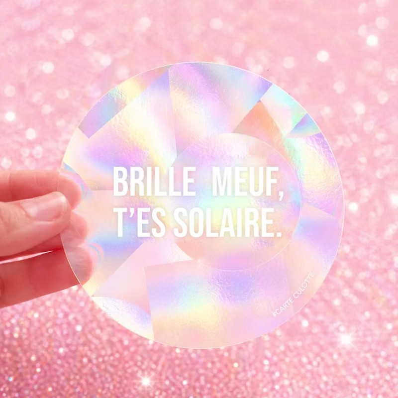 Sticker Attrape-soleil Brille meuf, t'es solaire - Carte Culotte