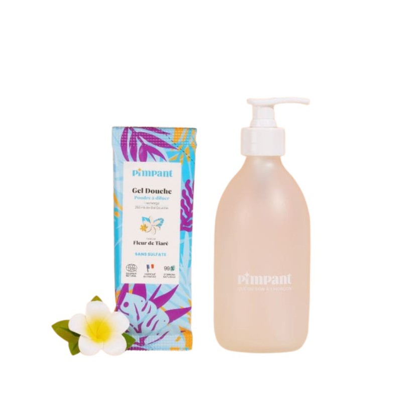 Kit découverte gel douche Fleur de tiaré (1 bouteille + 1 stick) - Pimpant