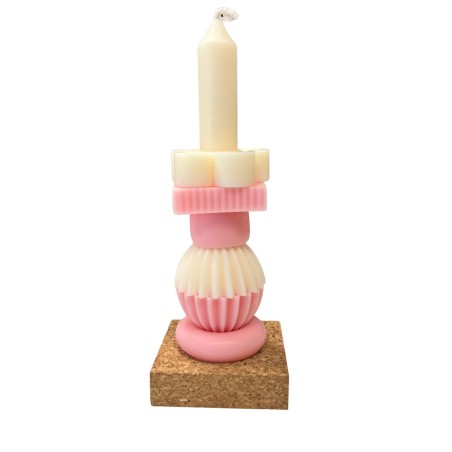 Bougie Rose/blanc moyen modèle (6 éléments) - Luminlique