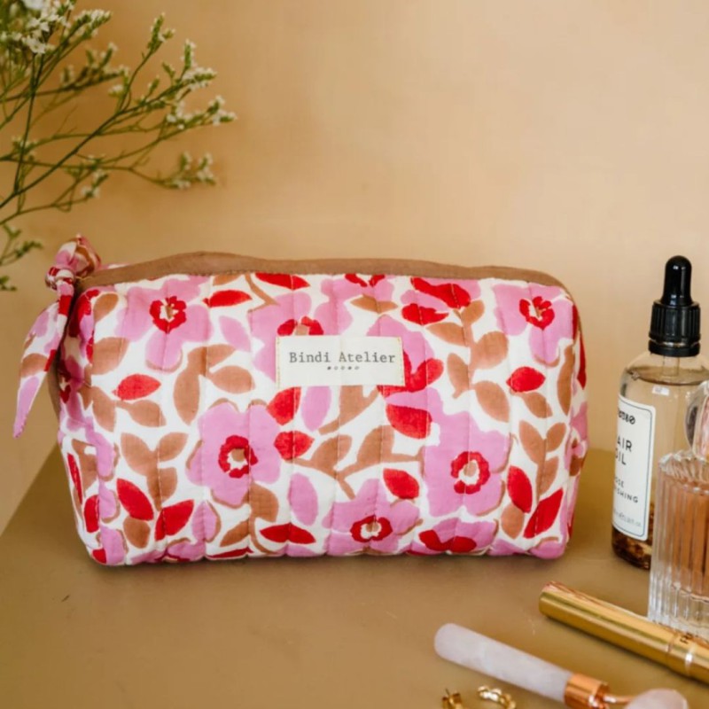Trousse Maquillage – Bindi Atelier | Coton Matelassé Fait Main, 21x11cm