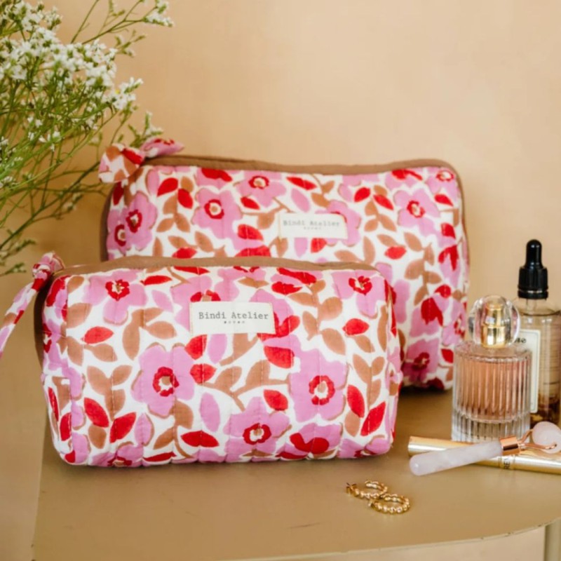 Trousse Maquillage – Bindi Atelier | Coton Matelassé Fait Main, 21x11cm