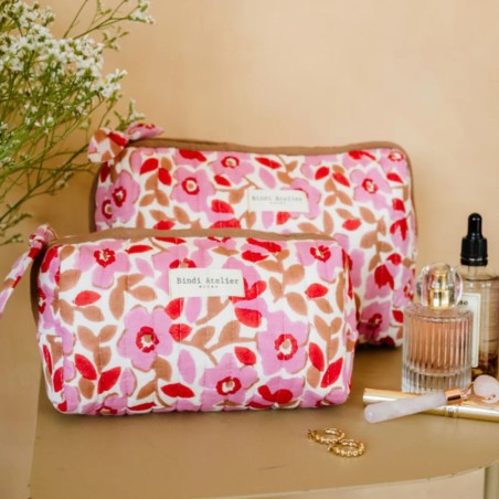 Trousse Maquillage – Bindi Atelier | Coton Matelassé Fait Main, 21x11cm