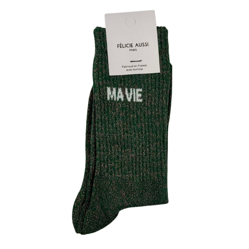 Chaussettes pailletées façon sport – Félicie Aussi | Taille 36–40 | Fabriquées en France