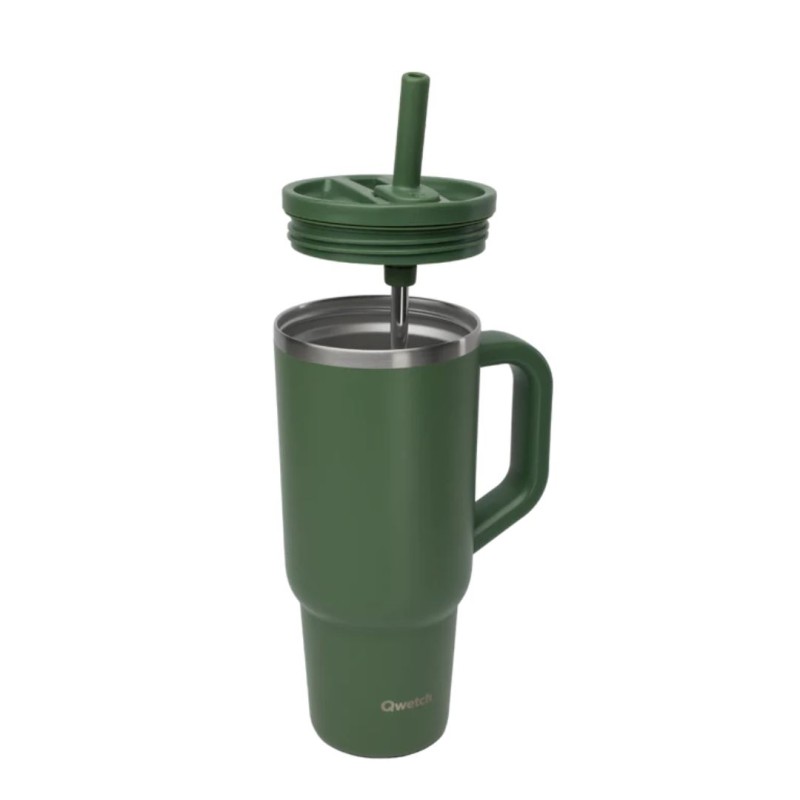 Travel Cup Isotherme Matt Kaki 900 ml Qwetch | Gourde Grand Format | Lucie in the R
