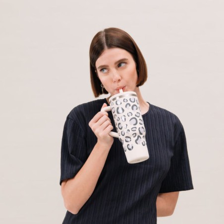 Travel Cup Isotherme Matt Patsel rose 900 ml Qwetch | Gourde Grand Format | Lucie in the R