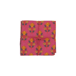 Serviettes en tissu Suzette à Table – Lot de 4 – Coton surcyclé et coloré