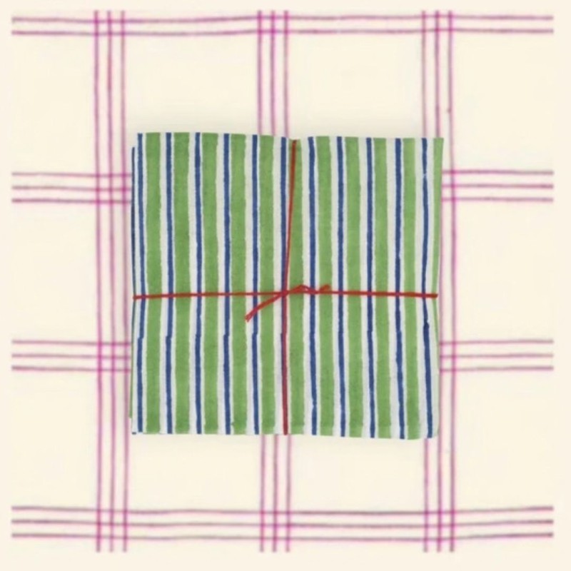 Serviettes en tissu Suzette à Table – Lot de 4 – Coton surcyclé et coloré