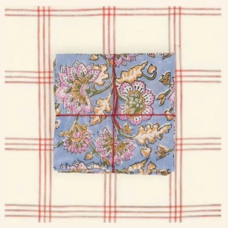 Serviettes en tissu Suzette à Table – Lot de 4 – Coton surcyclé et coloré