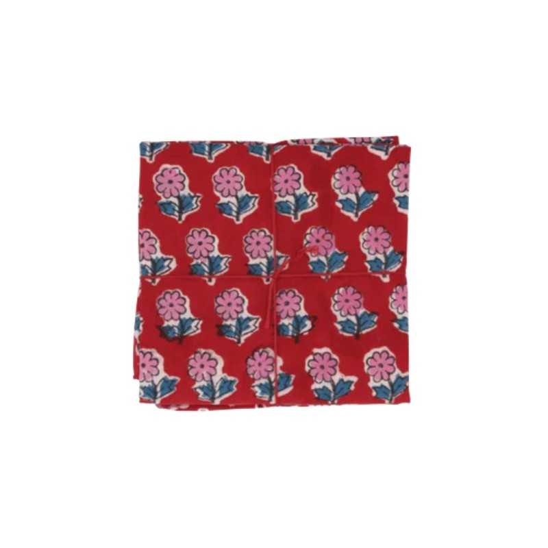 Serviettes en tissu Suzette à Table – Lot de 4 – Coton surcyclé et coloré