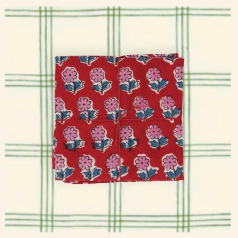 Serviettes en tissu Suzette à Table – Lot de 4 – Coton surcyclé et coloré