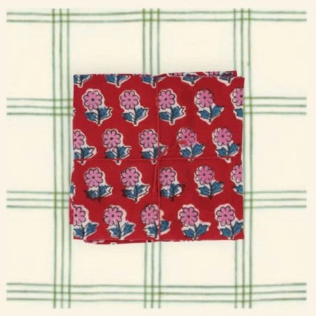 Serviettes en tissu Suzette à Table – Lot de 4 – Coton surcyclé et coloré
