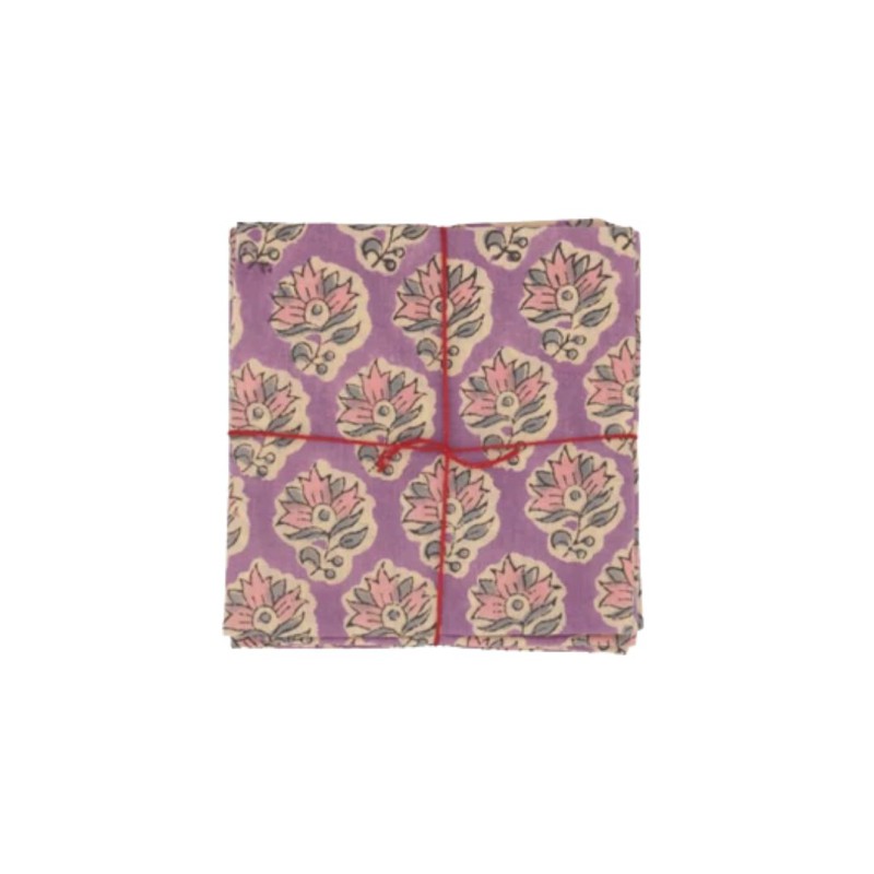 Serviettes en tissu Suzette à Table – Lot de 4 – Coton surcyclé et coloré