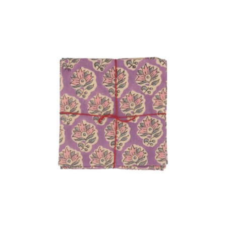 Serviettes en tissu Suzette à Table – Lot de 4 – Coton surcyclé et coloré