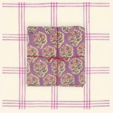Serviettes en tissu Suzette à Table – Lot de 4 – Coton surcyclé et coloré