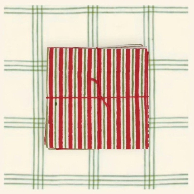 Serviettes en tissu Suzette à Table – Lot de 4 – Coton surcyclé et coloré