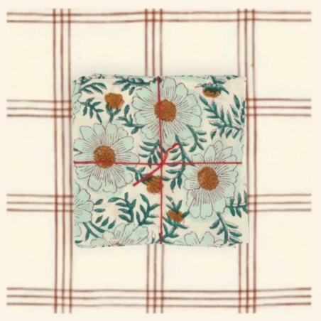 Serviettes en tissu Suzette à Table – Lot de 4 – Coton surcyclé et coloré
