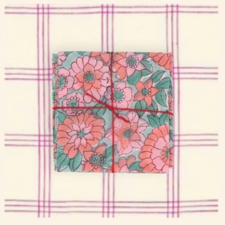 Serviettes en tissu Suzette à Table – Lot de 4 – Coton surcyclé et coloré