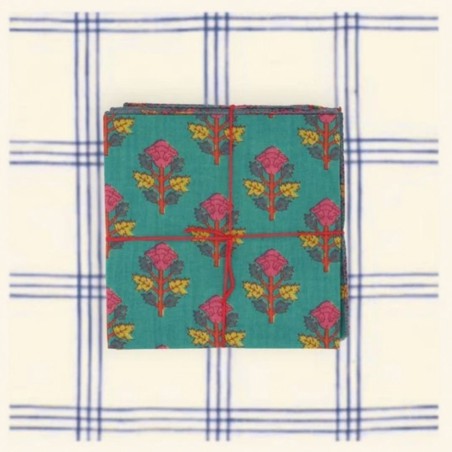 Serviettes en tissu Suzette à Table – Lot de 4 – Coton surcyclé et coloré