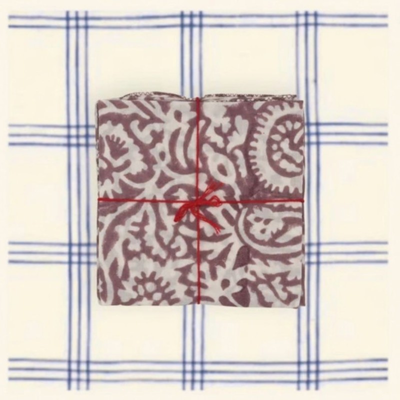 Serviettes en tissu Suzette à Table – Lot de 4 – Coton surcyclé et coloré