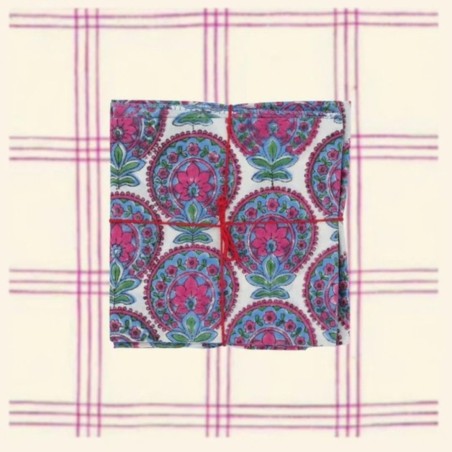 Serviettes en tissu Suzette à Table – Lot de 4 – Coton surcyclé et coloré
