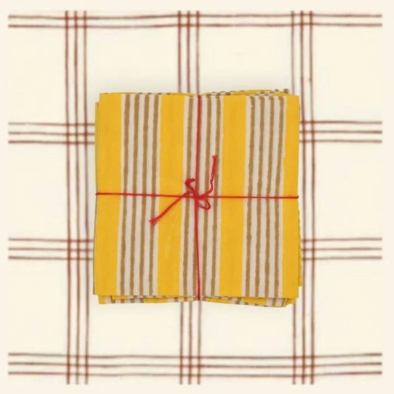 Serviettes en tissu Suzette à Table – Lot de 4 – Coton surcyclé et coloré