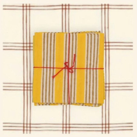 Serviettes en tissu Suzette à Table – Lot de 4 – Coton surcyclé et coloré