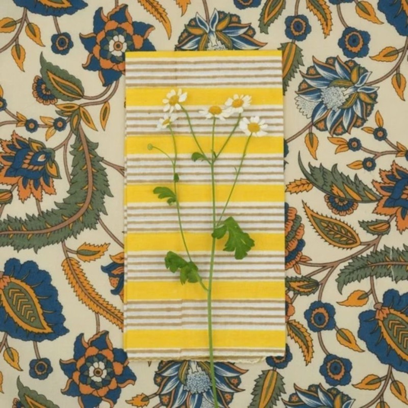 Serviettes en tissu Suzette à Table – Lot de 4 – Coton surcyclé et coloré