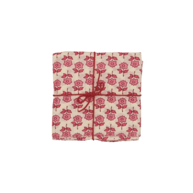 Serviettes en tissu Suzette à Table – Lot de 4 – Coton surcyclé et coloré