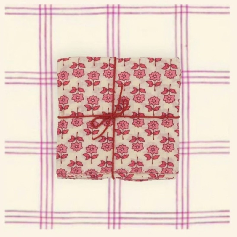 Serviettes en tissu Suzette à Table – Lot de 4 – Coton surcyclé et coloré