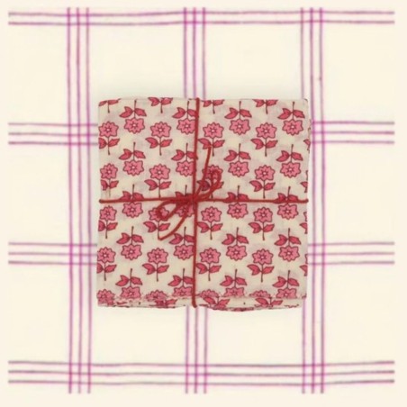 Serviettes en tissu Suzette à Table – Lot de 4 – Coton surcyclé et coloré