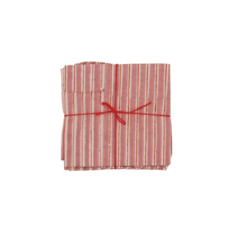 Serviettes en tissu Suzette à Table – Lot de 4 – Coton surcyclé et coloré