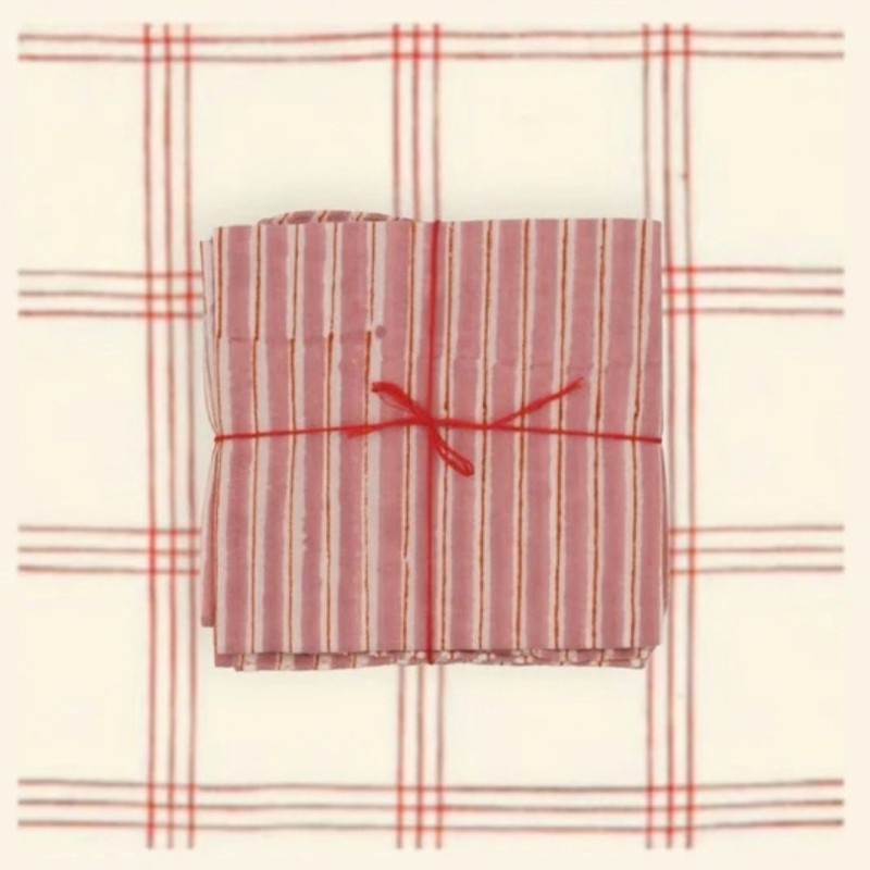 Serviettes en tissu Suzette à Table – Lot de 4 – Coton surcyclé et coloré
