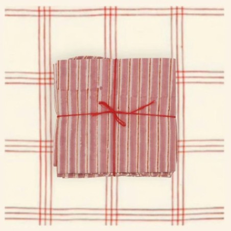Serviettes en tissu Suzette à Table – Lot de 4 – Coton surcyclé et coloré