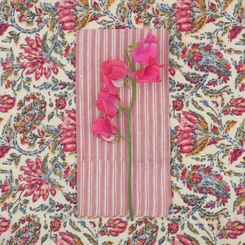 Serviettes en tissu Suzette à Table – Lot de 4 – Coton surcyclé et coloré