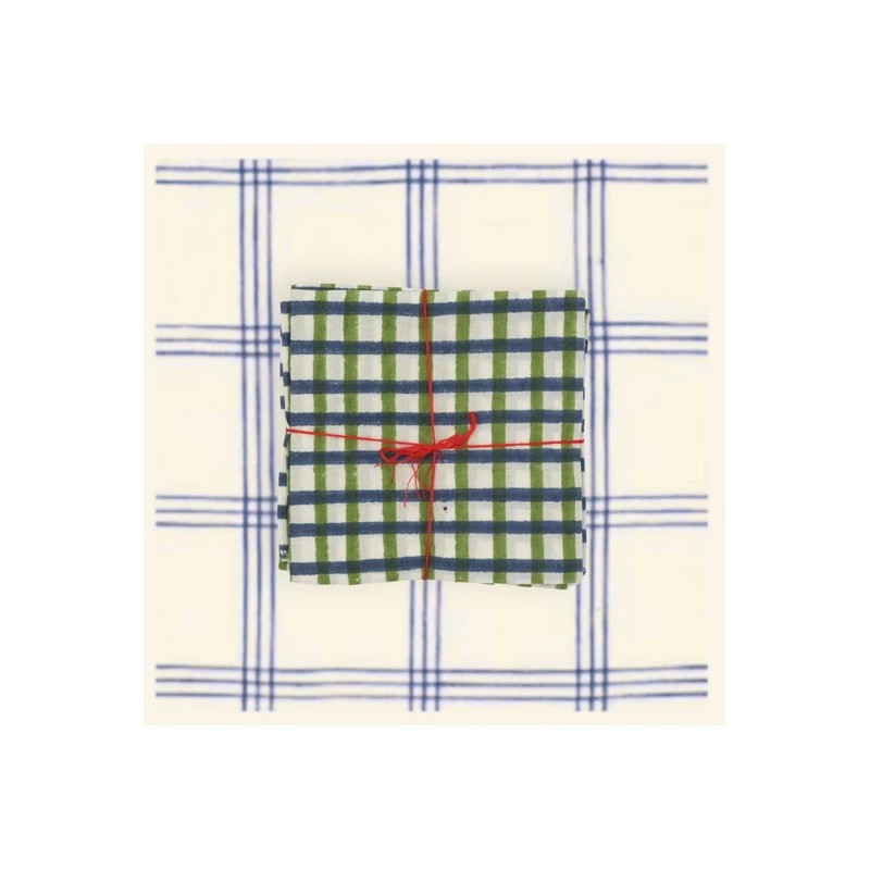 Serviettes en tissu Suzette à Table – Lot de 4 – Coton surcyclé et coloré