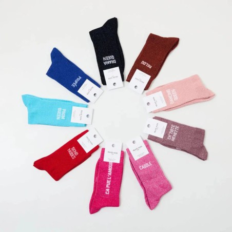 Félicie Aussi - Chaussettes Paillettes Dancing Queen Rose