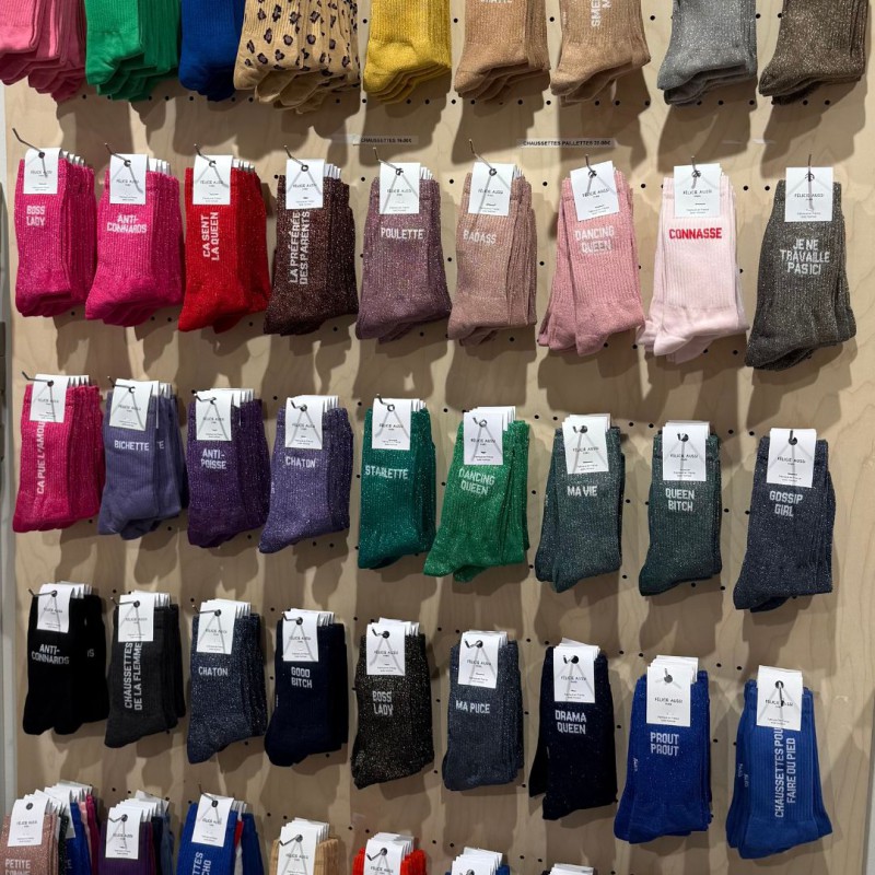 Félicie Aussi - Chaussettes Paillettes Dancing Queen Rose