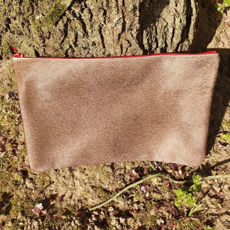 Pochette taupe "fourrure" XL
