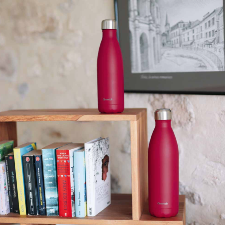 Gourde Isotherme Framboise Mat Qwetch - 12h Chaud, 24h Froid