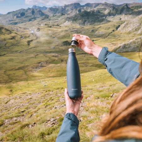 Gourde isotherme Bleu Nuit 12h Chaud 24h Froid - Qwetch
