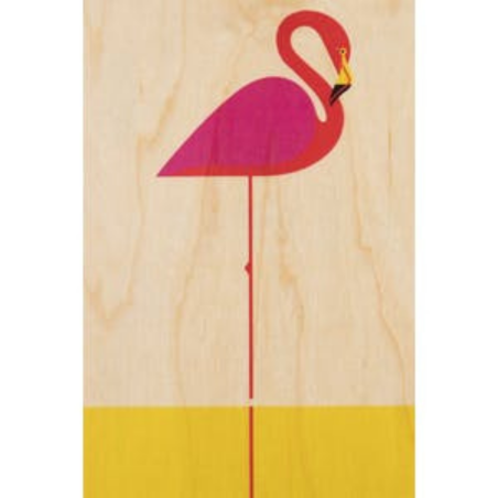 Woodhi carte postale en bois Miami Flamingo