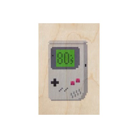 Woodhi carte postale en bois Hello 80s Gameboy