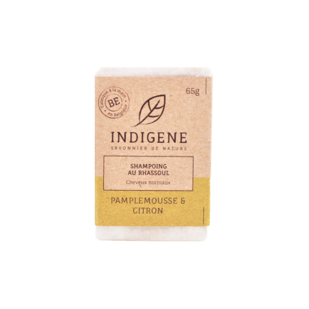 Indigène shampoing solide au rhassoul citron/pamplemousse pour cheveux normaux