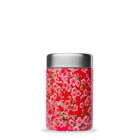 Boîte repas isotherme Red Flowers 600 ml - Qwetch, 5h Chaud 7h Froid